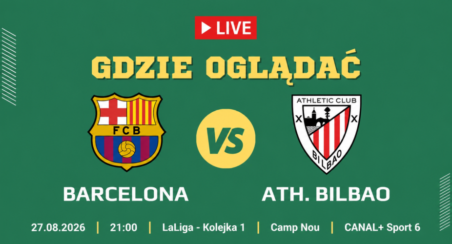 FC Barcelona – Athletic Club, transmisja 27 sierpnia 2026