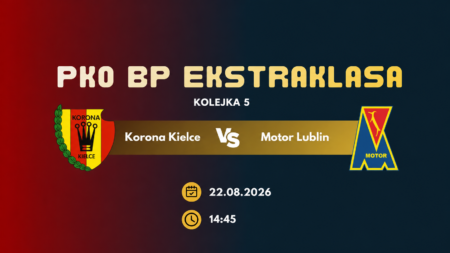 Korona Kielce – Motor Lublin, transmisja 22 sierpnia 2026 o 14:45