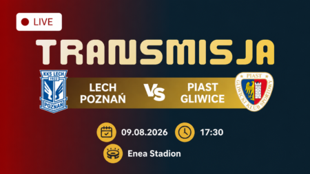 Lech Poznań – Piast Gliwice, transmisja 9 sierpnia 2026 o 17:30