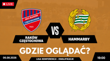 Raków Częstochowa – Hammarby – gdzie oglądać mecz 6 sierpnia 2026 o 19:00