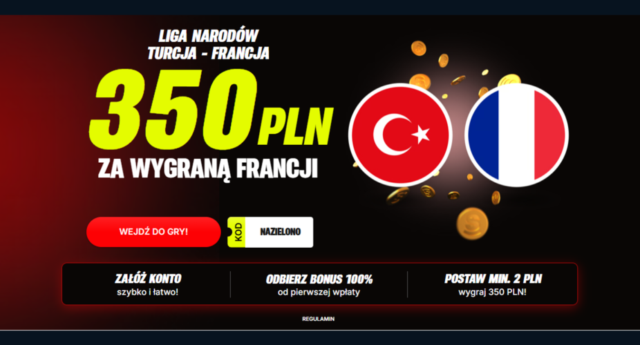Bonus 350 PLN w Superbet za wygraną Francji w meczu Turcja – Francja